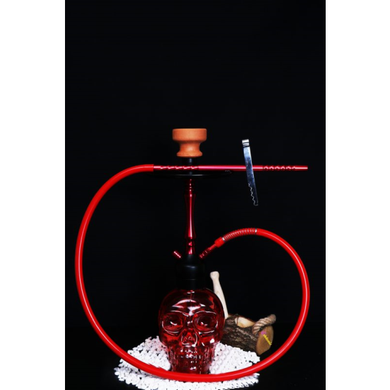 YT Shisha Küçük Kuru Kafa Kırmızı Nargile Takımı